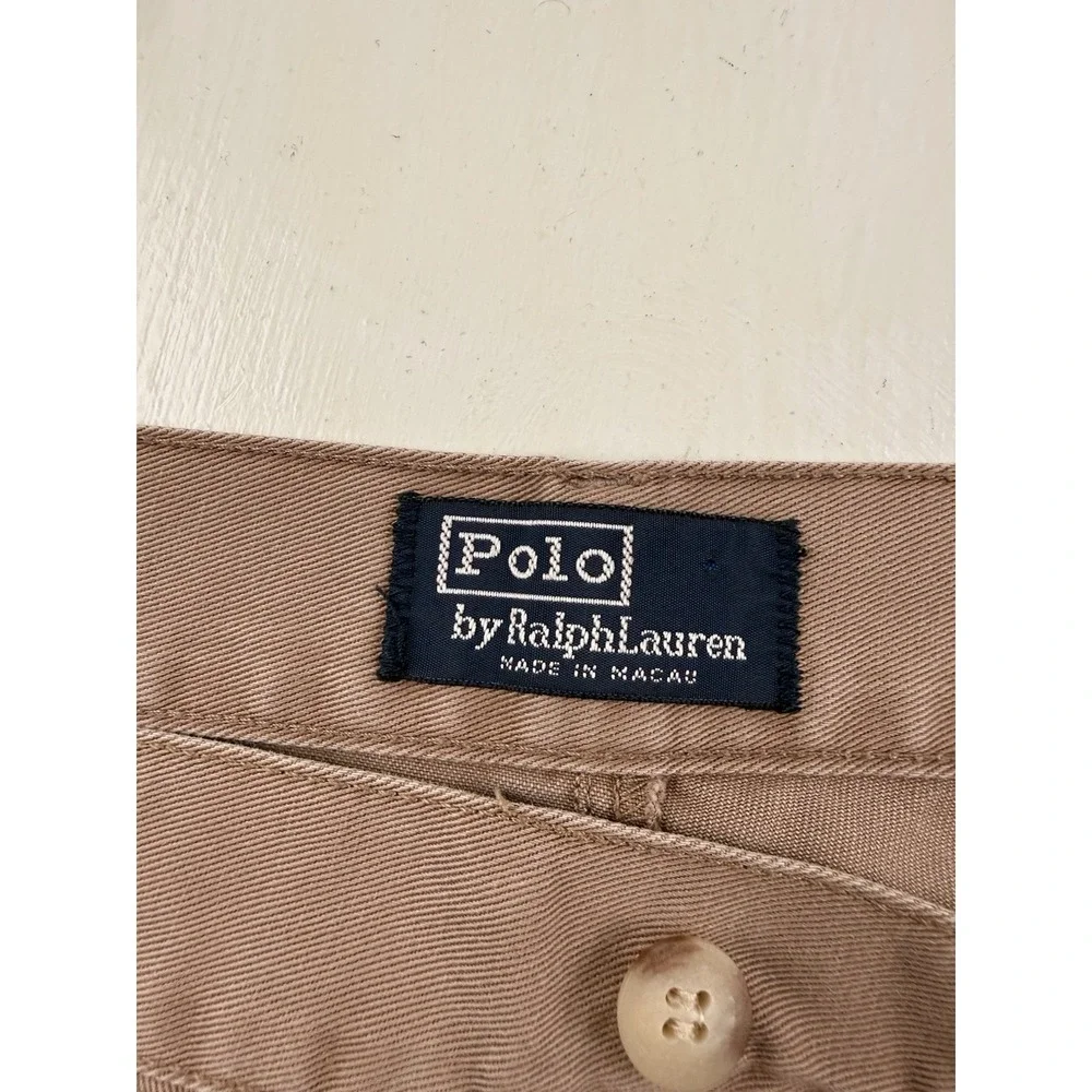 VTG Polo Ralph Lauren Pleated‎ Chino Pants Mens Fits 36x34 Brown Cotton relaxed
